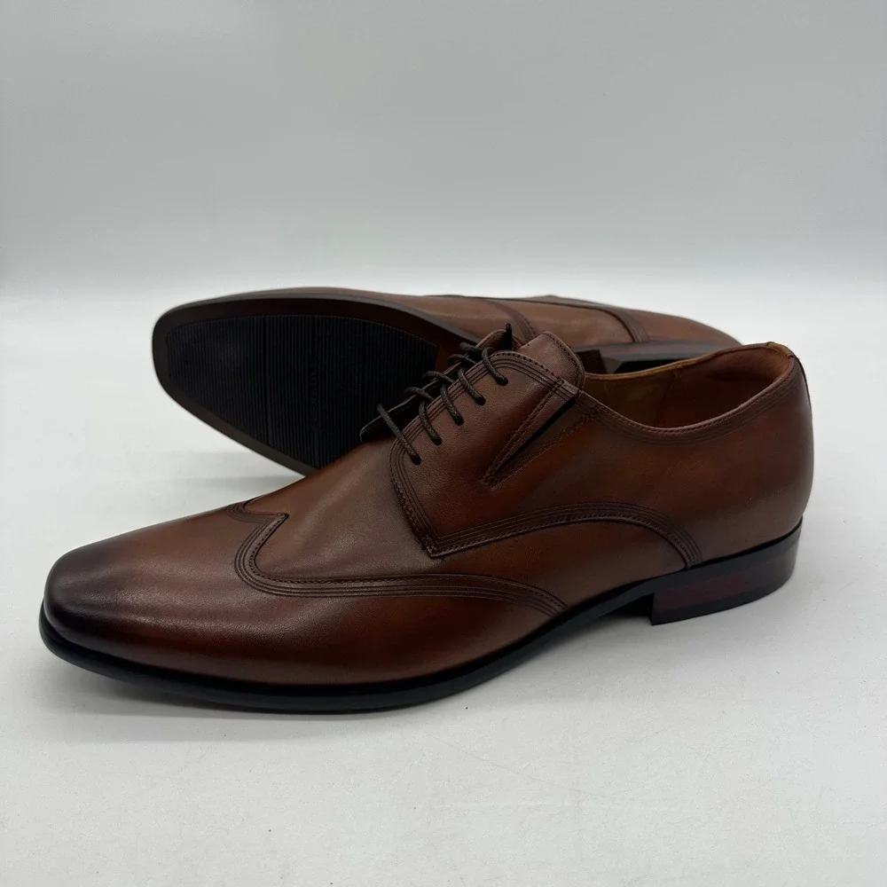 Florsheim 15181 Postino WT OX Mens Size 9.5 D Cognac Leather Wingtip Dress Shoes